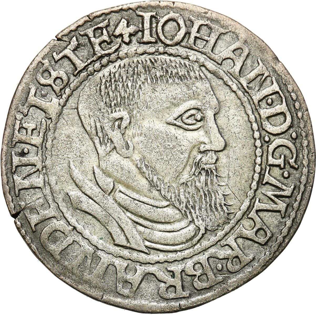 Śląsk. Księstwo Krośnieńskie. Jan Kostrzyński (1535–1571). Grosz 1545, Krosno